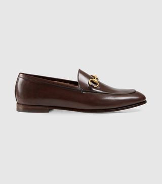 Gucci + Jordaan Leather Loafers in Dark Brown