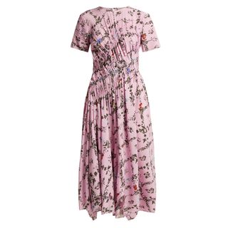 Preen + Keziah Floral-Print Handkerchief-Hem Midi dress