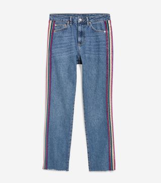 Topshop + Moto Rainbow Side Striped Jeans