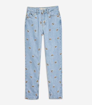 Topshop + Embroidered Mom Jeans
