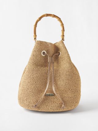 Heidi Klein + Savannah Bamboo-Handle Raffia Bucket Bag