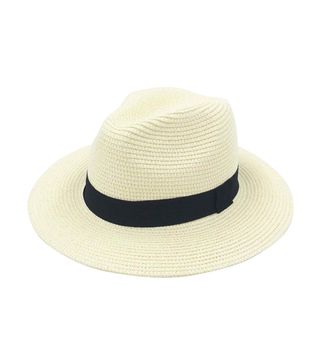 Lanzom + Wide Brim Straw Panama Roll Up Hat Fedora Beach Sun Hat UPF 50+