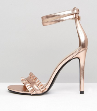 Public Desire + Pheonix Rose Gold Ruffle Heeled Sandals