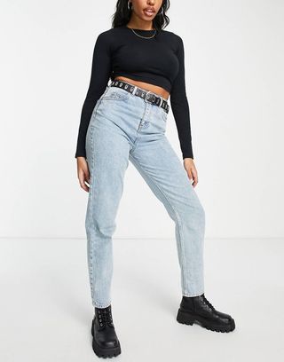 Asos Design + Fitted Crop T-Shirt With Long Sleeve