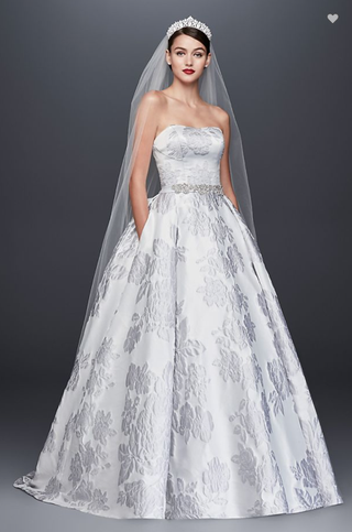 Oleg Cassini + Floral Brocade Ball Gown Wedding Dress