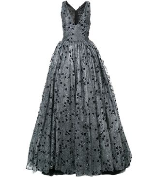Christian Siriano + Metallic Floral Embellished Dress