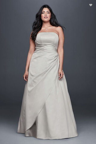 David's Bridal Collection + Satin A-Line Wedding Dress