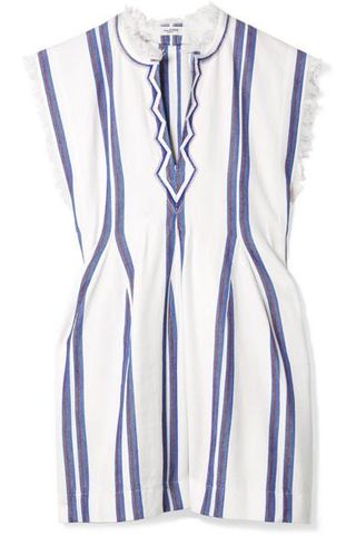 Étoile Isabel Marant + Denize Frayed Striped Woven Cotton Top