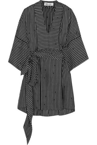 Diane von Furstenberg + Belted Striped Silk-Twill Blouse