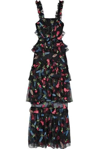 Alice McCall + She Moves Me Ruffled Embroidered Maxi Dress