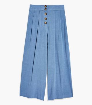 Topshop + Horn Button Crop Wide Trousers