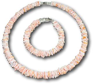 Native Treasures + Rose Pink Clam Chips Puka Shell Necklace and Bracelet