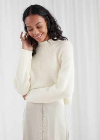 & Other Stories + Ribbed Mock Neck Wool Blend Sweater