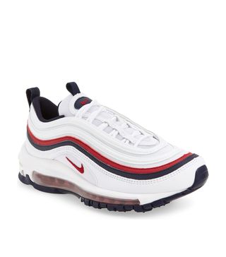 Nike + Air Max 97 Sneakers in White/Red Crush/Blue