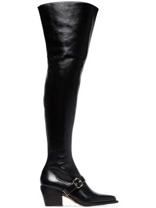 Chloé + Black Over the Knee 80 Leather Boots
