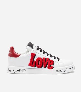 Dolce & Gabbana + Leather Sneakers With Patch