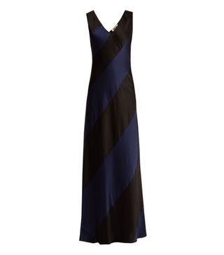 Diane von Furstenberg + Bi-Colour V-Neck Panelled-Satin Gown