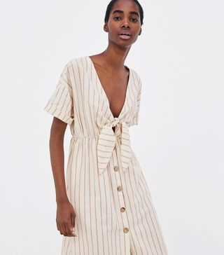 Zara + Striped Knotted Dress