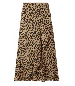 Rixo + Gracie Leopard-Print Silk-Crepe Wrap Skirt
