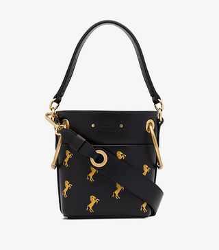 Chloé + Navy Blue and Yellow Roy Horse Embroidered Mini Leather Bag