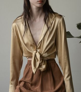 Persephonevintage + Champagne Silk Charmeuse Blouse