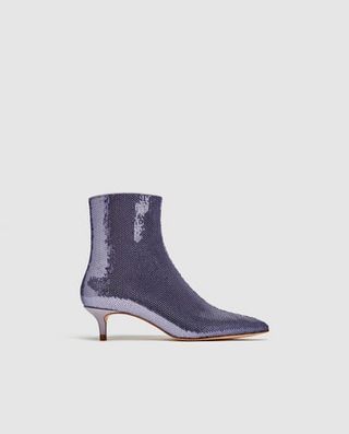 Zara + Sequin High Heel Ankle Boots