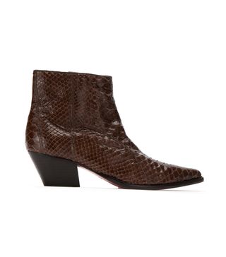 Zeferino + Rylee Snake-Effect Leather Ankle Boots