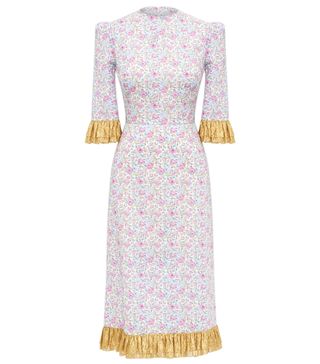 The Vampire's Wife + Pink Floral and Gold Metallic Cotton Dress