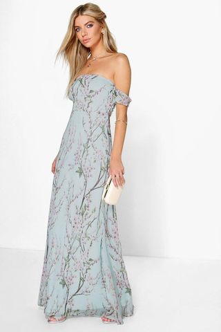 Boohoo + Floral Off-the-Shoulder Maxi Dress
