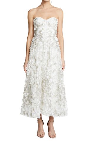 Marchesa Notte + 3D Embroidered Strapless Gown