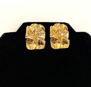 Etsy + Vintage 1980s Gold Tone Rippled Foil Earrings