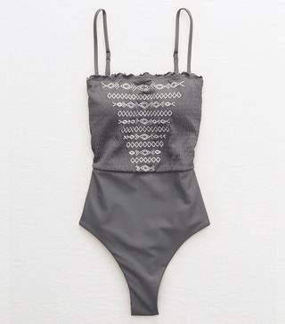 Aerie + Embroidered One Piece Swimsuit