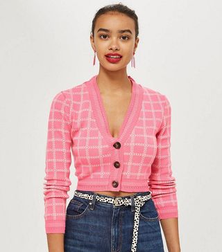 Topshop + Check Cropped Cardigan