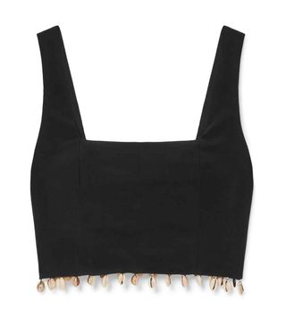 Staud + Says Cropped Shell-Embellished Cady Top