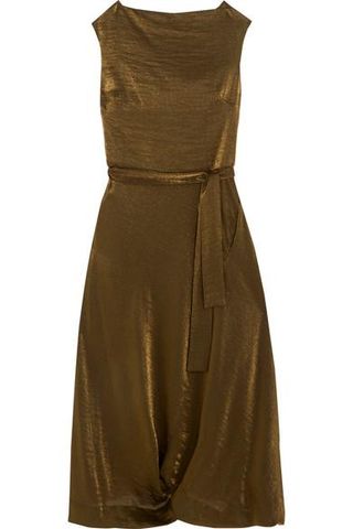 Vivienne Westwood Anglomania + Vasari Draped Metallic Jersey Midi Dress
