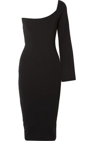 Solace London + The Fiorella One-Shoulder Stretch-Knit Midi Dress