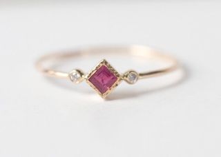 Arpelc + Princess Cut Ruby Engagement Ring