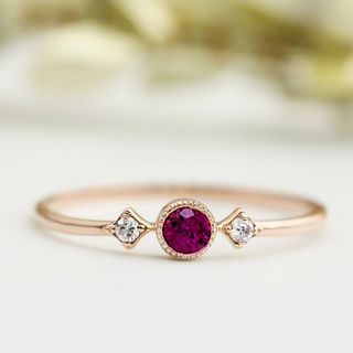 Envero Jewelry + Genuine Ruby Engagement Ring With Diamonds