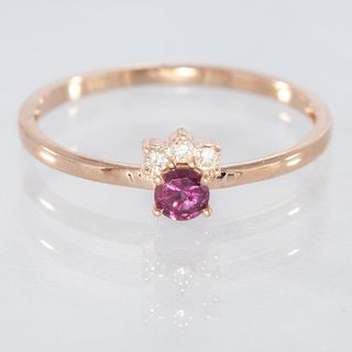 PandoroFineJewelry + Ruby Ring Rose Gold With Diamond
