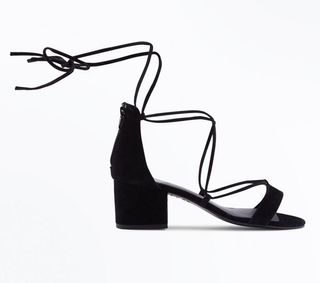 New Look + Black Suede Ankle Tie Heeled Sandals