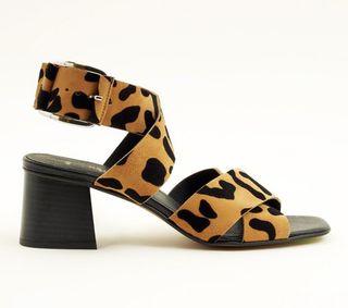 New Look + Premium Suede Leopard Print Cross Strap Sandals