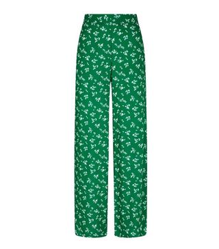 New Look + Green Ditsy Floral Wide Leg Trousers