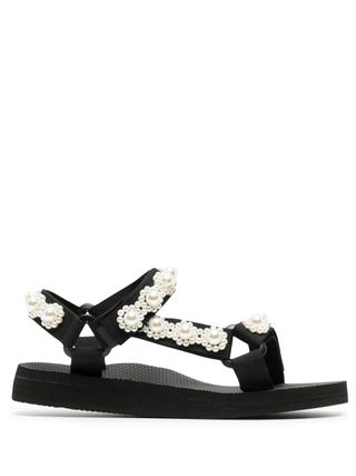 Arizona Love + Trekky Pearl-Embellished Flat Sandals