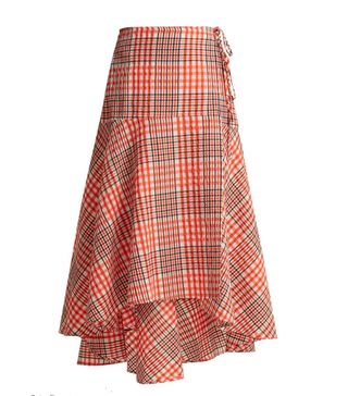 Ganni + Charron Tartan Cotton-Blend Seersucker Skirt