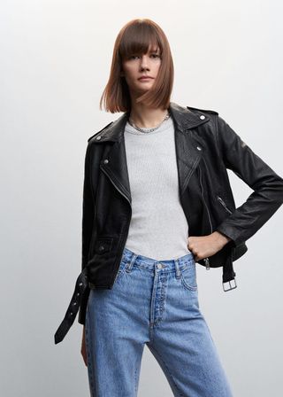 Mango + Leather Biker Jacket