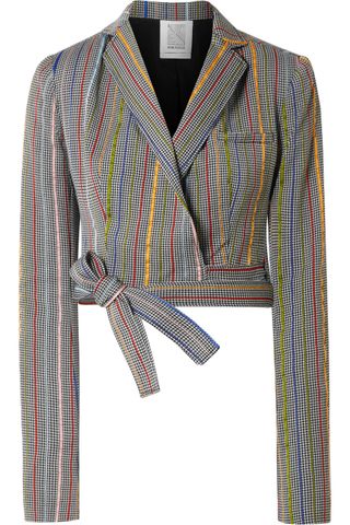 Rosie Assoulin + Cropped Wool and Silk-Blend Jacquard Wrap Blazer