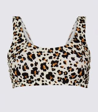 M&S Collection + Animal Print Non-Wired Scoop Neck Bikini Top