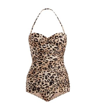 Adriana Degreas x Charlotte Olympia + Leopard-Print Ruched Swimsuit