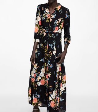 Zara + Long Floral Print Dress