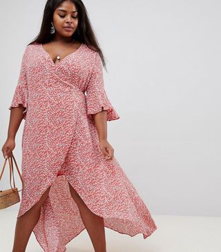 Glamorous + Wrap Front Dress in Cherry Print